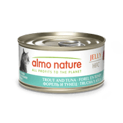 ALMO NATURE HFC JELLY - PSTRUH A TUNIAK 70G VÝHODNÉ BALENIE 24KS - KONZERVY PRE MAČKY