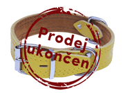 KOŽENÝ OBOJOK ZDOBENÝ ŠITÍM, HERRY - ŽLTÁ - OBOJKY PRE PSOV