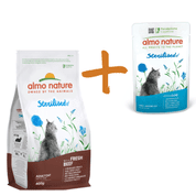 ALMO NATURE STERILISED - PRE KASTROVANÉ MAČKY S ČERSTVÝM HOVÄDZÍM 400G + TRESČIA KAPSIČKA ZADARMO - GRANULE PRE MAČKY