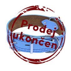 Kožený obojok zdobený šitím, HERRY - Svetlo modrá