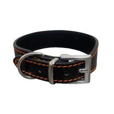 Kožený obojok CARBON, rozšírený - Oranžová