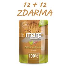 Marp Holistic Plus kapsička pre mačky - Kura s krevetami vo vývare 55g 12 + 12 ks ZADARMO