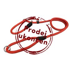 Vodítko predvádzacie JEDNOFAREBNÉ lano, šité kožou - Červená