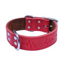 BAFPET Kožený obojok EKG - Červená