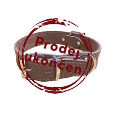 Kožený obojok zdobený šitím, HERRY - Hnedá