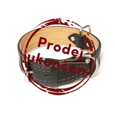 Kožený obojok zdobený šitím, HERRY - Čierna