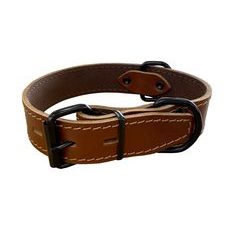 BAFPET Obojok HERRY, obšitý, čierne kovanie - Koňak