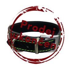 Kožený obojok CARBON, rozšírený - Zelená