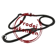 Vodítko predvádzacie JEDNOFAREBNÉ lano, šité kožou - Čierna