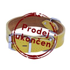 Kožený obojok zdobený šitím, HERRY - Žltá