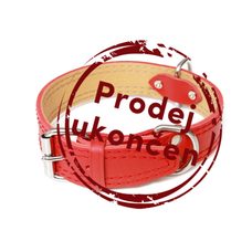 Kožený obojok zdobený šitím, HERRY - Červená