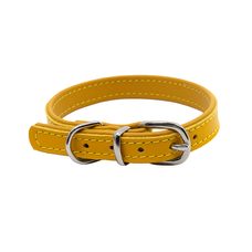 BAFPET Kožený obojok DENY, hladký - Žltá