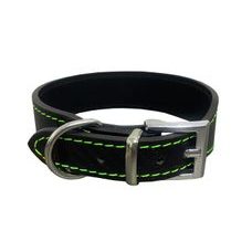 Kožený obojok CARBON, rozšírený - Zelená