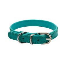 BAFPET Kožený obojok DENY, hladký - Tyrkysová