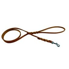 Vodítko mastná kůže VIPET, zapletené - Koňak