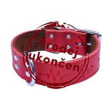 BAFPET Kožený obojok EKG - Červená