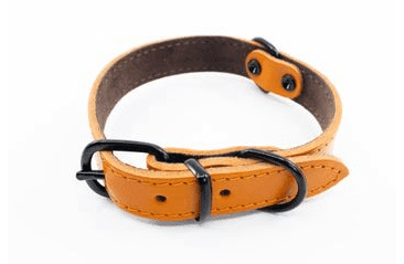 BAFPET KOŽENÝ OBOJEK HERRY MINI, ČERNÉ KOVÁNÍ - ORANŽOVÁ