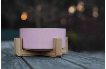 AMINELA KERAMICKÁ MISKA V DREVENOM STOJANE - RUŽOVÁ 750ML