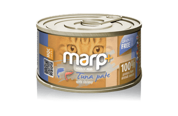 MARP HOLISTIC PLUS KONZERVA PRE MAČKY – TUNIAKOVÉ PATÉ S KREVETAMI 70G 2 + 1 KS ZADARMO