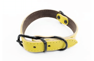 BAFPET KOŽENÝ OBOJEK HERRY MINI, ČERNÉ KOVÁNÍ - ŽLUTÁ