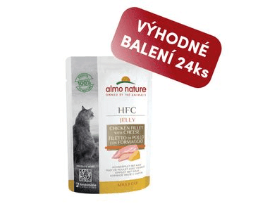 ALMO NATURE HFC JELLY WET CAT - KURACIE FILET A SYR V ŽELÉ 55G VÝHODNÉ BALENIE 24KS