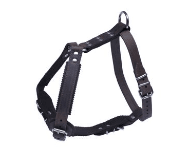 BAFPET KOŽENÝ POSTROJ JAGO S NÁPRSENKOU - HNĚDÁ