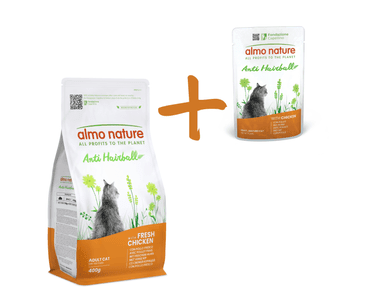 ALMO NATURE ANTI HAIRBALL - S ČERSTVÝM KURACÍM 400G + KURACIA KAPSIČKA ZADARMO
