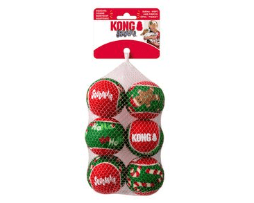KONG SQUEAKAIR VIANOČNÉ TENISOVÉ LOPTIČKY 6,5CM 6KS