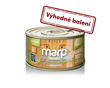 MARP HOLISTIC PLUS KONZERVA PRE MAČKY – KURA S KREVETAMI A BRUSNICAMI V ŽELÉ 24X70G