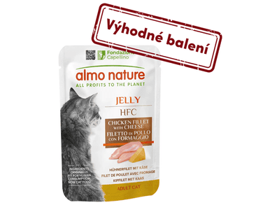 ALMO NATURE HFC JELLY - KURACÍ FILET A SYR V ŽELÉ 55G VÝHODNÉ BALENIE 24KS