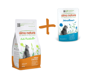 ALMO NATURE ANTI HAIRBALL - S ČERSTVÝM KURACÍM 400G + TRESČIA KAPSIČKA ZADARMO