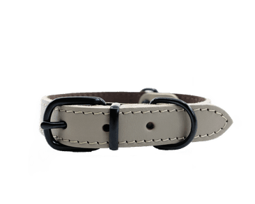 BAFPET KOŽENÝ OBOJEK HERRY MINI, ČERNÉ KOVÁNÍ - ŠEDÁ