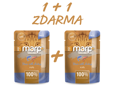 MARP HOLISTIC PLUS KAPSIČKA PRE MAČKY - TUNIAK S KREVETAMI V ŽELÉ 55G 1 + 1 KS ZADARMO