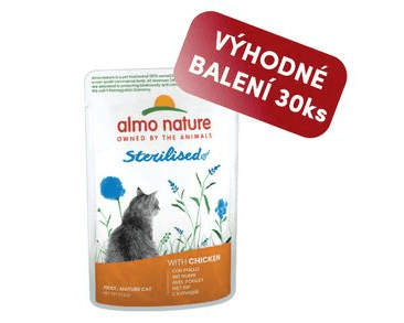 ALMO NATURE HOLISTIC STERILISED S KURAŤOM 70G VÝHODNÉ BALENIE 30KS