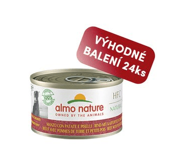 ALMO NATURE HFC DOG - HOVĚZÍ S BRAMBOREM A HRÁŠKEM 95G VÝHODNÉ BALENÍ 24KS