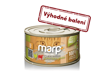 MARP HOLISTIC PLUS KONZERVA PRE MAČKY – KURACIE PATÉ S HOVÄDZÍMI KÚSKAMI 24X70G