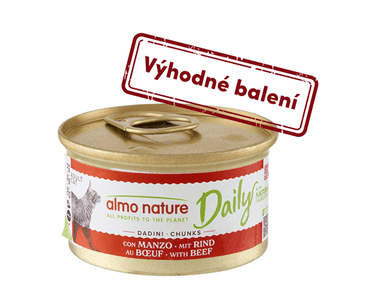 ALMO NATURE DAILY MENU - KÚSKY S HOVÄDZÍM 85G VÝHODNÉ BALENIE 24KS
