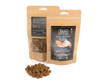 FARM COMPANY PIU BUONO MAŠKRTY PRE PSOV S LOSOSOM, RYBOU A KREVETAMI 80G