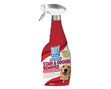 OUT! SUPER ÚČINNÝ ODSTRAŇOVAČ ZÁPACHU A NEČISTÔT PRE PSOV 945ML