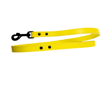 BAFPET KOŽENÉ VODÍTKO HERRY, ČIERNE KOVANIE - ŽLTÁ