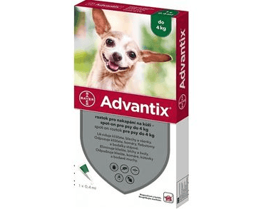 ADVANTIX SPOT ON PRE PSOV DO 4KG (0,4ML) EXP 05/2025 ZĽAVA 20%