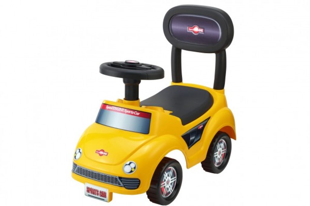 ABC Toys - Odrážedlo auto plast žluté výška sedadla 20cm v krabici  48x23,5x22,5cm 12-35m - Teddies - Odstrkovadla - Sport a volný čas - Kdo si  hraje, nezlobí