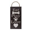 Dřevěná cedule, Eat, Play, Love, Jíst, hrát si, milovat,