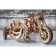 Ugears 3D dřevěné mechanické puzzle Motorka s vozíkem