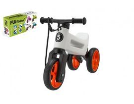 Odrážedlo FUNNY WHEELS Rider SuperSport bílé/oranž 2v1+popruh,výš.sedla28/30cm nos.25kg 18m+v krab.