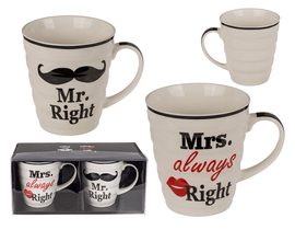 Keramický hrnek s nápisem: "Mr Right & Mrs Always Right"