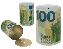 Kovová pokladnička, XXL 100 Euro 