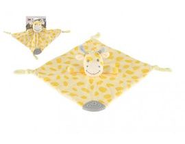 Žirafa spinkáček kousátko plyš 25x25cm žlutá na kartě v sáčku 0+