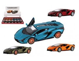 Auto Kinsmart Lamborghini Sián FKP 37 kov/plast 13cm 4 barvy na zpětné natažení 12ks v boxu