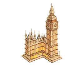 RoboTime dřevěné 3D puzzle hodinová věž Big Ben svítící